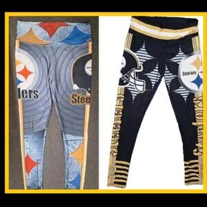 2 Pairs Pittsburgh Steelers Leggings Pants Football For Her, Size M Full Length